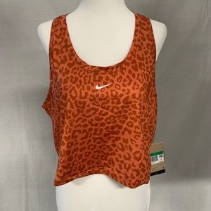 NWT Nike Dri-FIT One Leopard Print Cropped Tank Orange - Size XL
